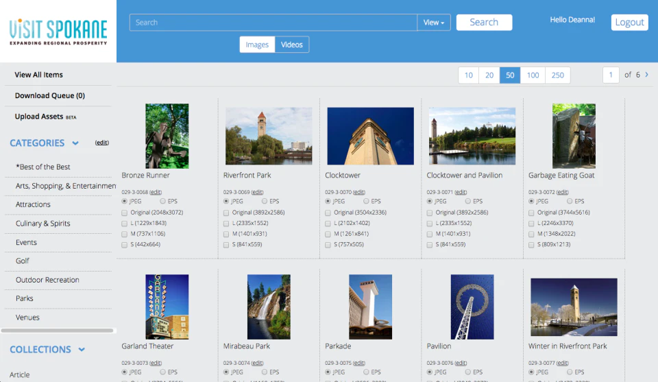 screenshot of Simpleview DAM